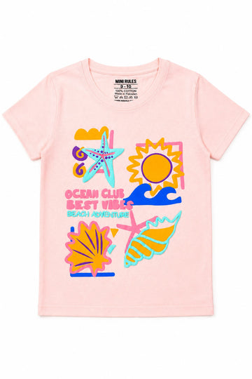 Beach Fun Pink T-Shirt for Girls |  Kids Tee