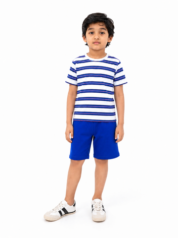 Blue Stripes & Blue Shorts Set for Kids