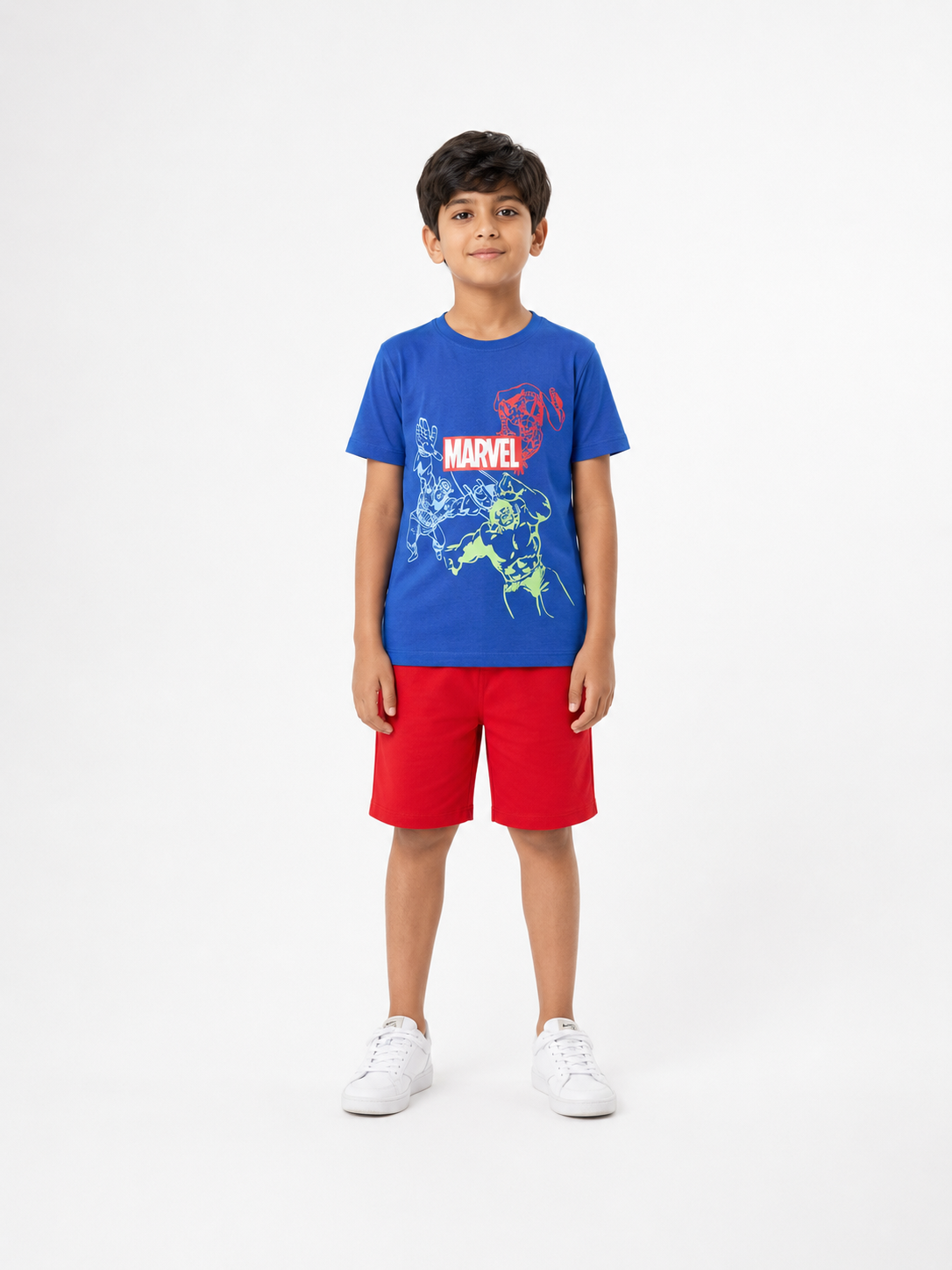 Marvel Shirt & Red Shorts Set for Kids