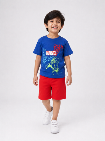 Marvel Shirt & Red Shorts Set for Kids