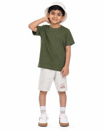 Olive Green Plain T-Shirt for Kids