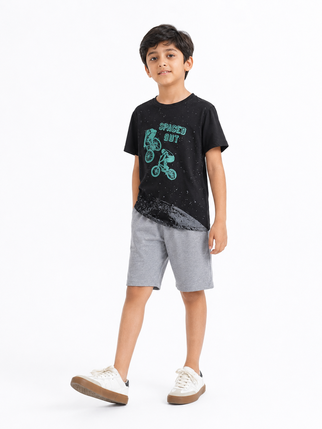 Glow in the Dark Shirt & Grey Shorts Set for Kids