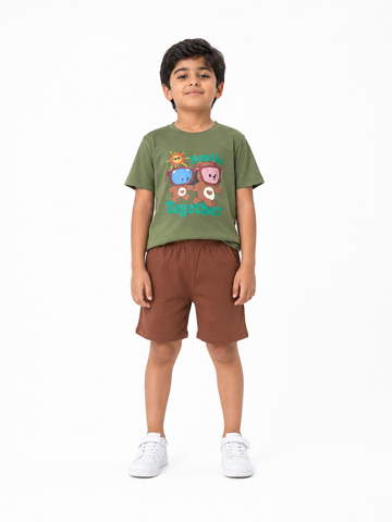 Teddy Shirt & Brown Shorts Set for Kids