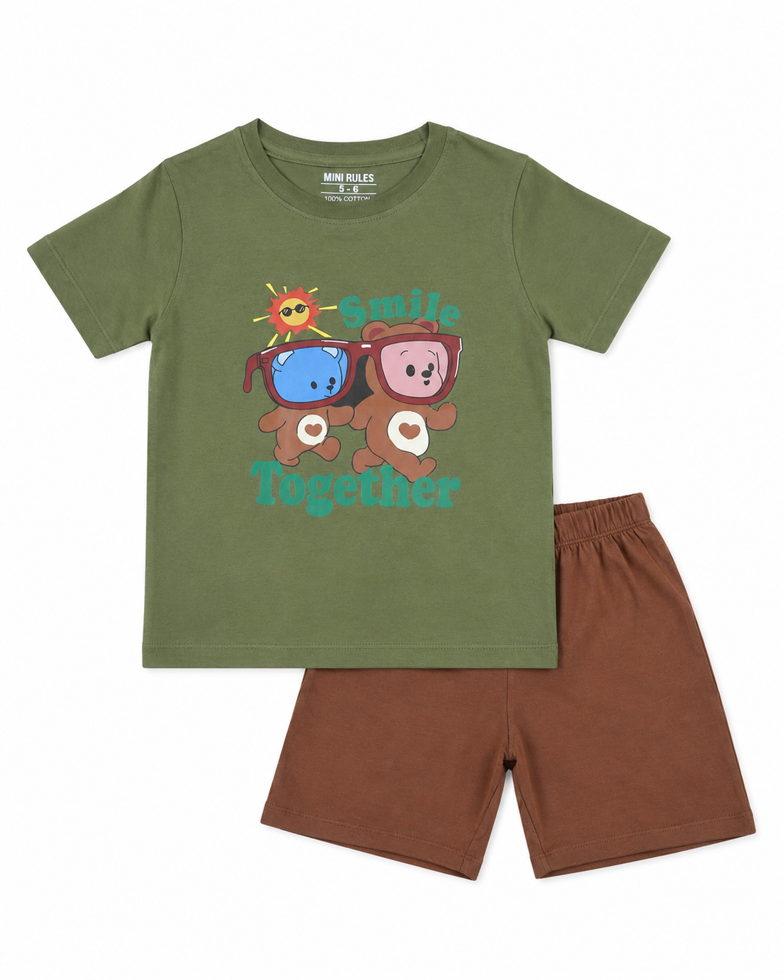 Teddy Shirt & Brown Shorts Set for Kids