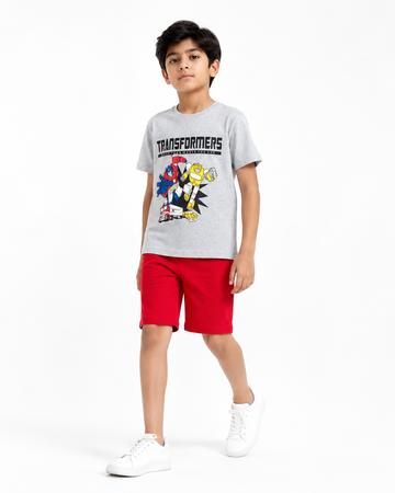 Transformers Shirt & Red Shorts Set for Kids